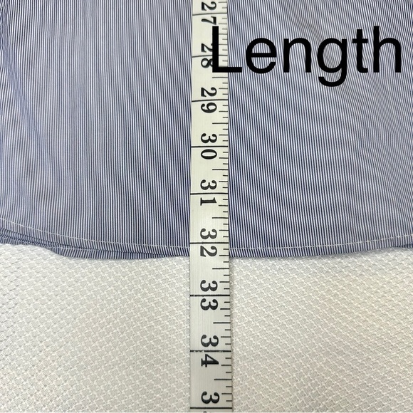 Massimo Dutti Slim Fit Navy Blue Strip Cotton Shirt Sz17 - Picture 3 of 6